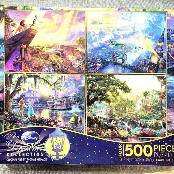 Thomas Kinkade Disney Parks THE DREAMS COLLECTION Four 500 Piece Puzzles 2013 - Picture 1 of 2